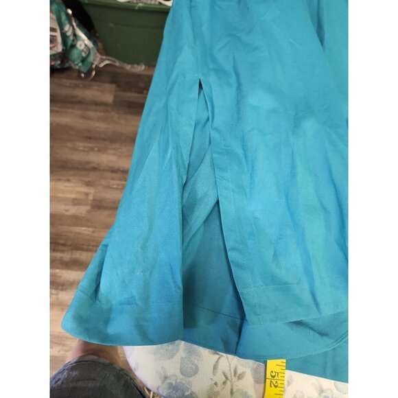 Anne Klein Women's Cotton Midi Sun Dress with Sash Calypso Blue New - Picture 7 of 9